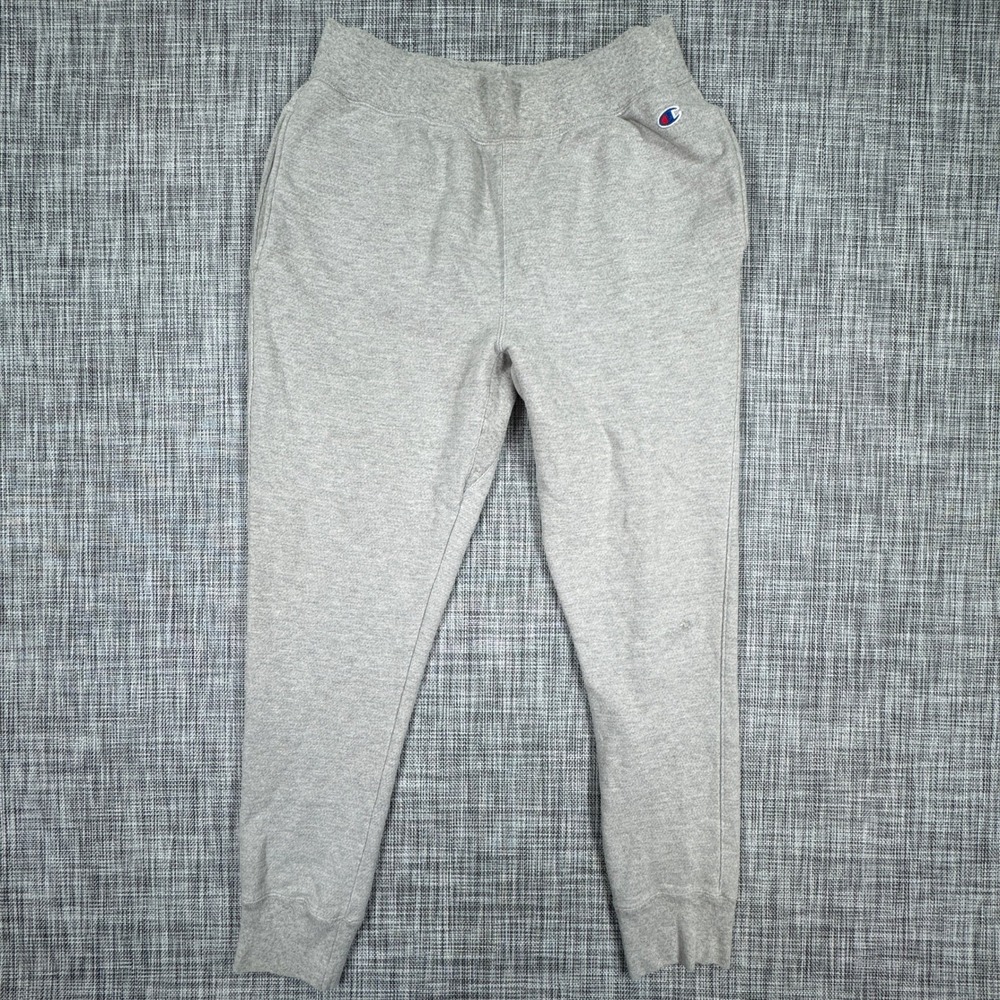 Champion Reverse Weave Mens Large Gray Heather Joggers Cuffed Sweatpants Pockets